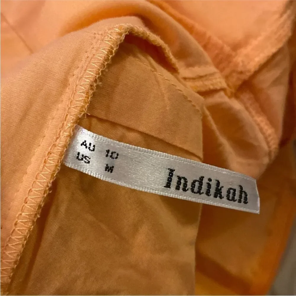 Indian 100% cotton Elegant Orange Lace Trim Dress, M - Picture 13 of 14